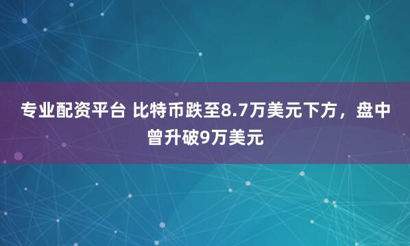 专业配资平台 比特币跌至8.7万美元下方，盘中曾升破9万美元